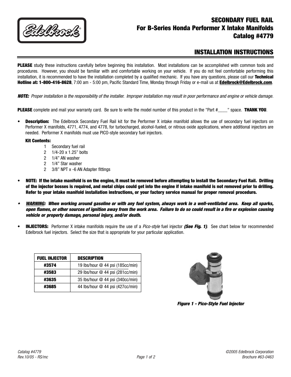 Edelbrock 4779 User Manual | 2 pages