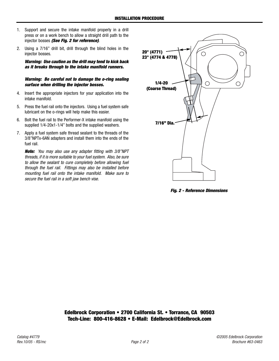 Edelbrock 4779 User Manual | Page 2 / 2