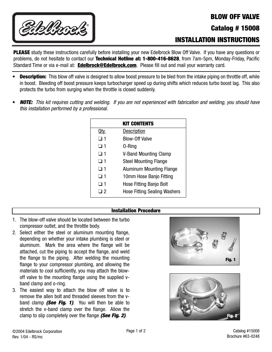 Edelbrock 15008 User Manual | 2 pages