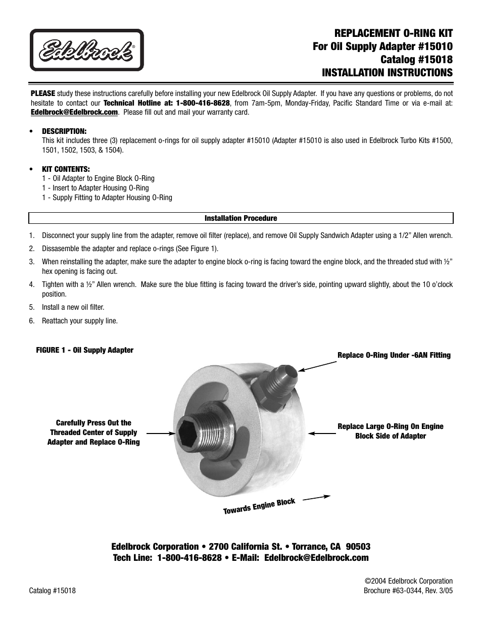 Edelbrock 15018 User Manual | 1 page
