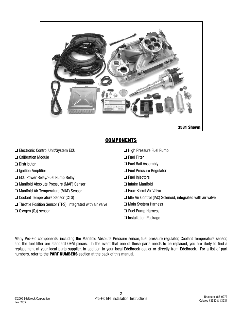 Components | Edelbrock 3530 User Manual | Page 2 / 33