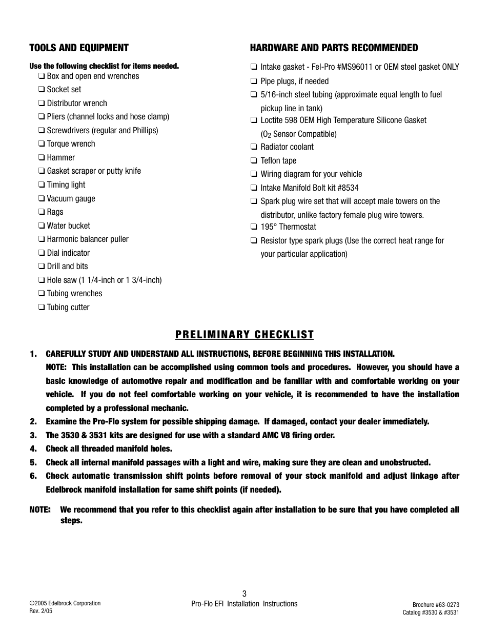 Edelbrock 3530 User Manual | Page 3 / 33
