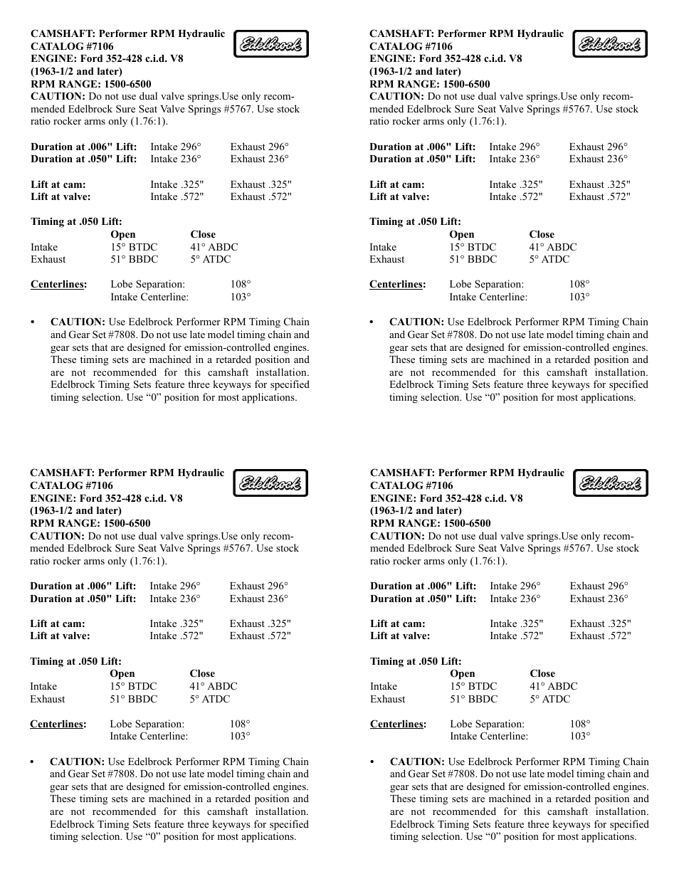 Edelbrock 352-428 User Manual | Page 4 / 4