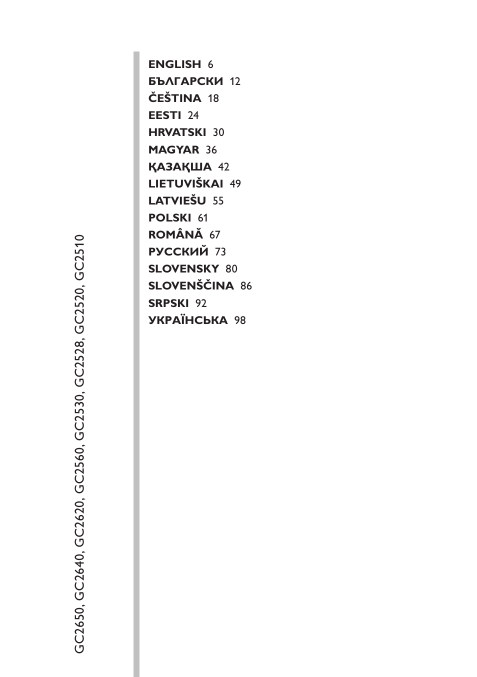 Philips GC2520 User Manual | Page 5 / 108