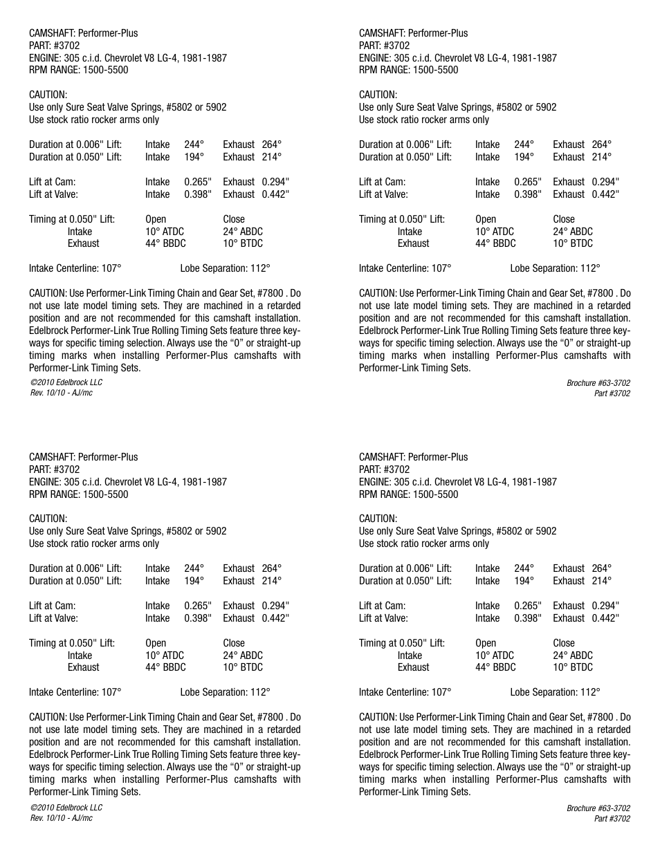 Edelbrock 305 User Manual | Page 4 / 4