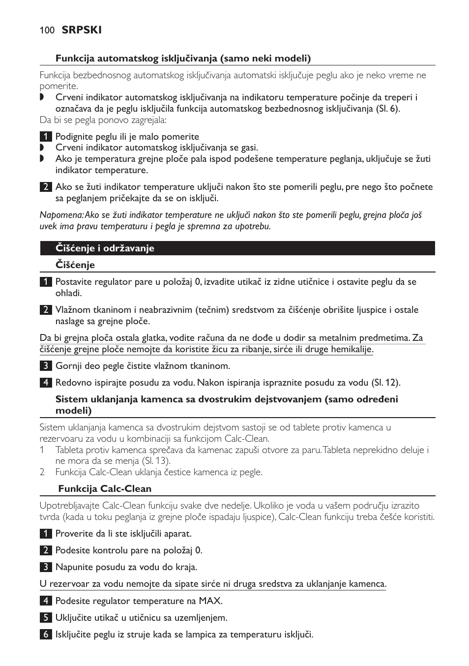 Čišćenje i održavanje, Čišćenje, Funkcija calc-clean | Philips GC3321 User Manual | Page 100 / 112