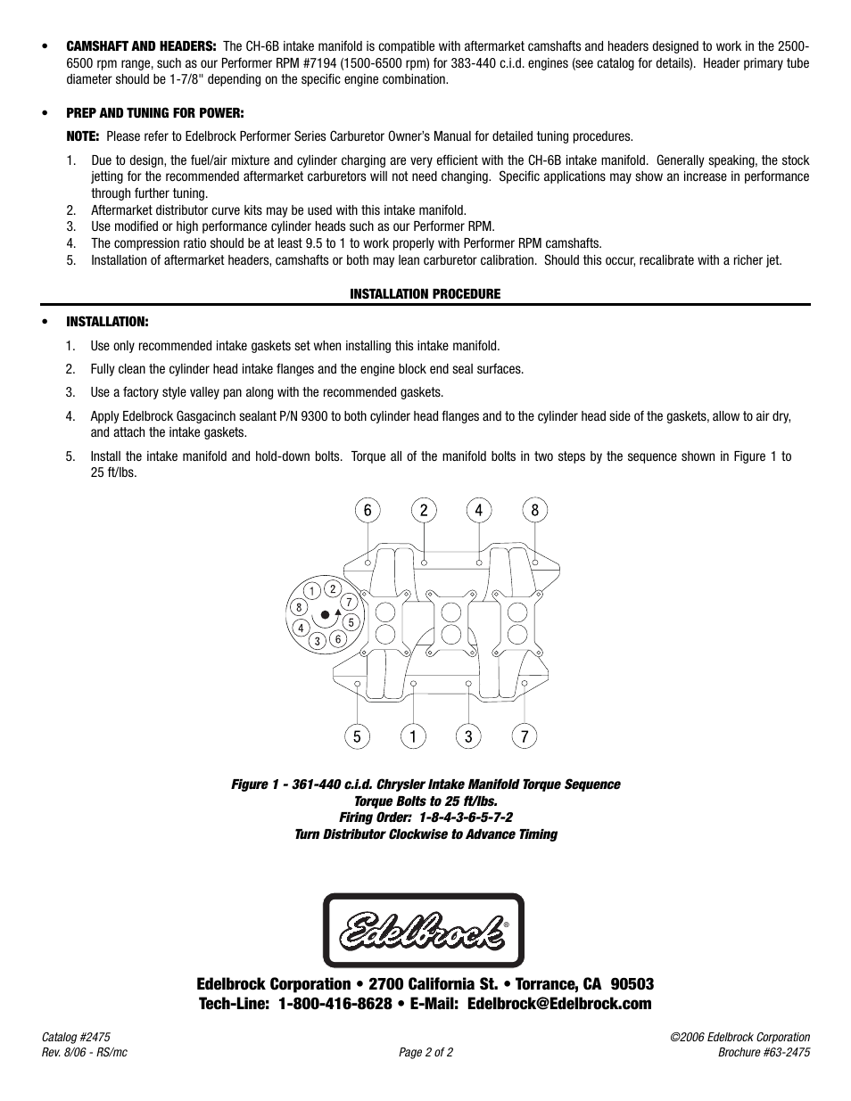 Edelbrock 2475 User Manual | Page 2 / 2