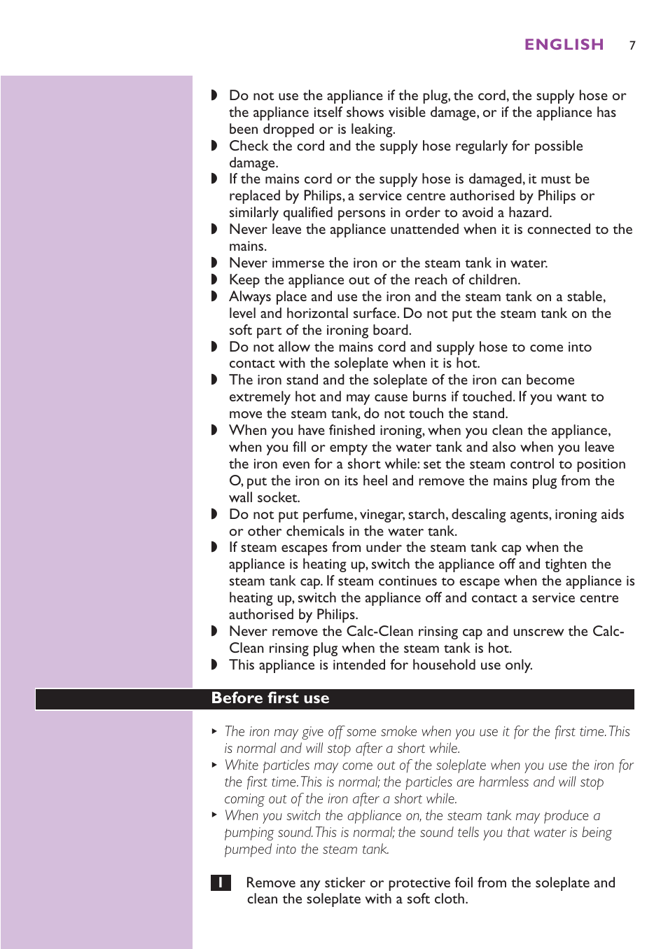 Philips GC8080 User Manual | Page 7 / 102