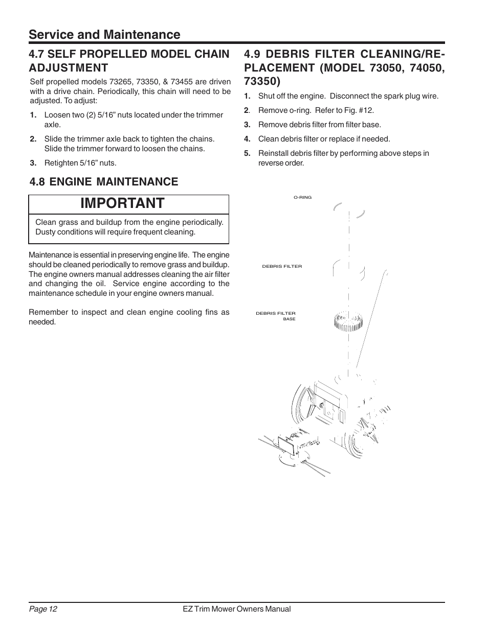 Important, Service and maintenance | Echo Bear Cat 73050 User Manual | Page 16 / 22