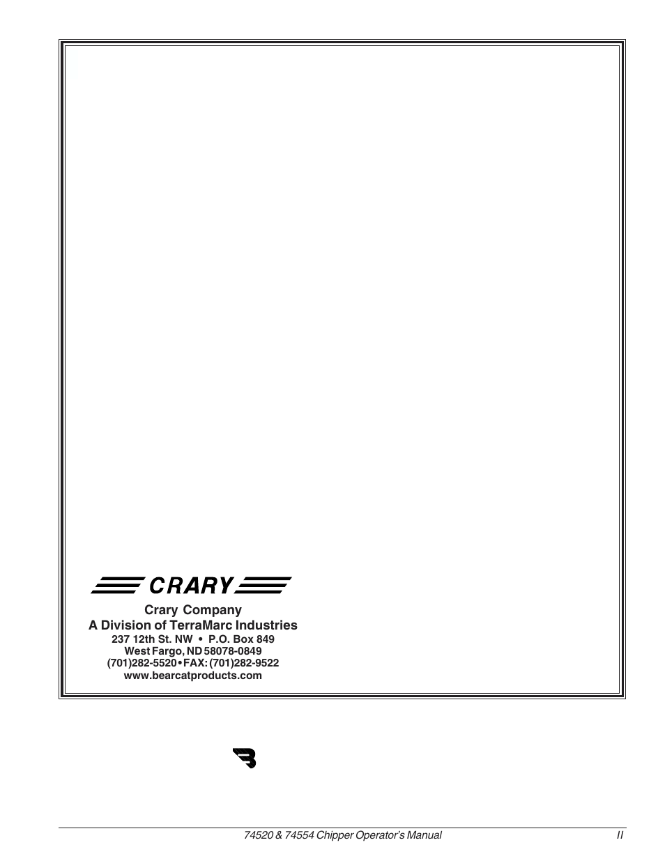 Echo Bear Cat 73050 User Manual | Page 3 / 22