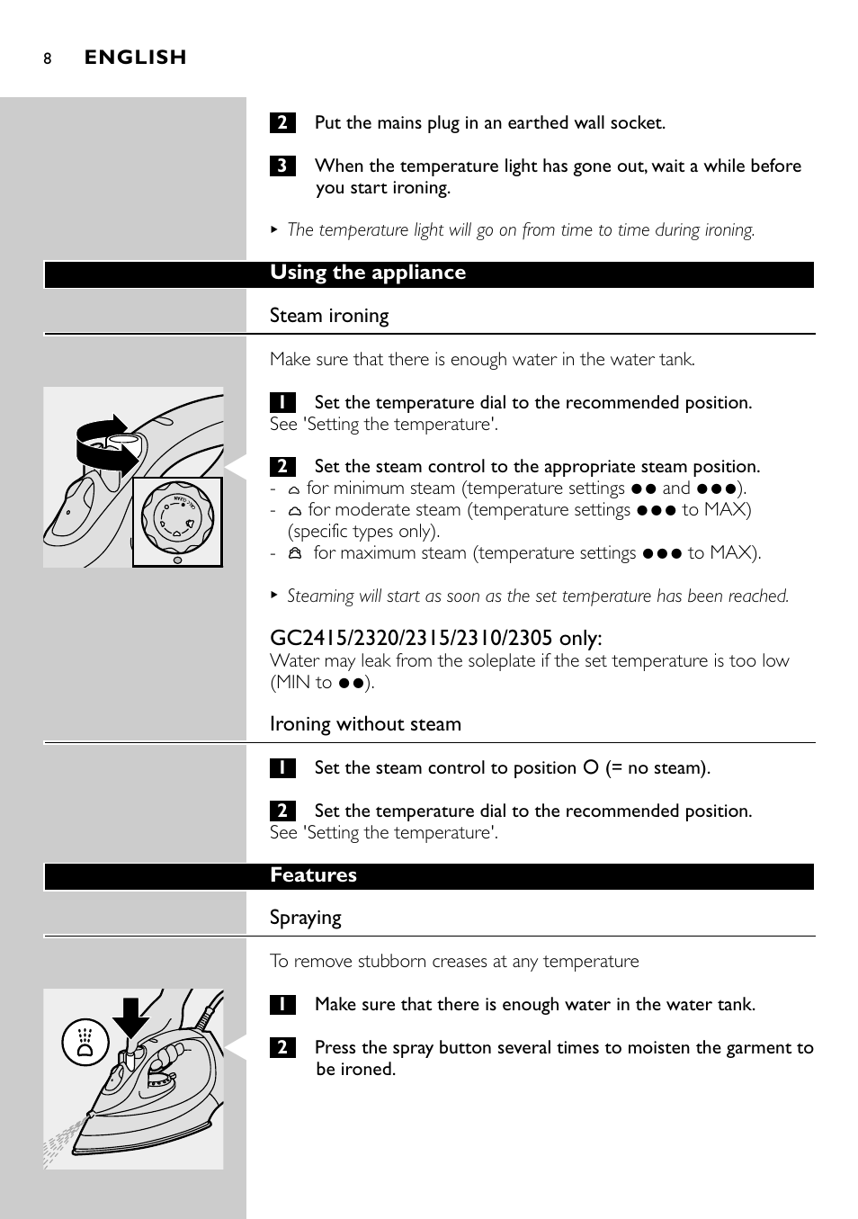 Philips GC2305 User Manual | Page 8 / 138