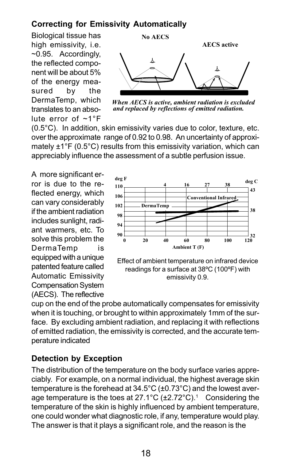 Correcting for emissivity automatically, Detection by exception | Exergen DT 1001-LN User Manual | Page 20 / 34