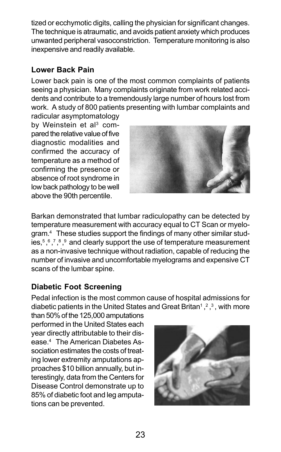 Lower back pain, Diabetic foot screening | Exergen DT 1001-LN User Manual | Page 25 / 34