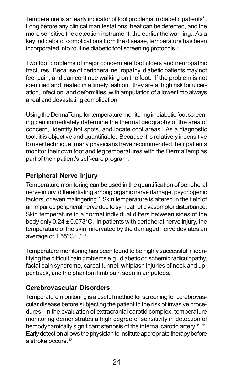 Peripheral nerve injury, Cerebrovascular disorders | Exergen DT 1001-LN User Manual | Page 26 / 34