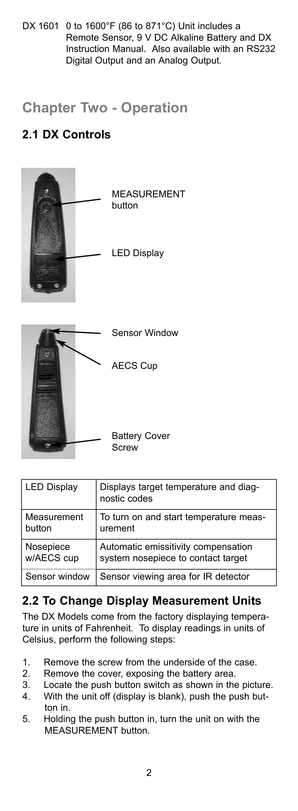 Chapter two - operation | Exergen DX User Manual | Page 5 / 16