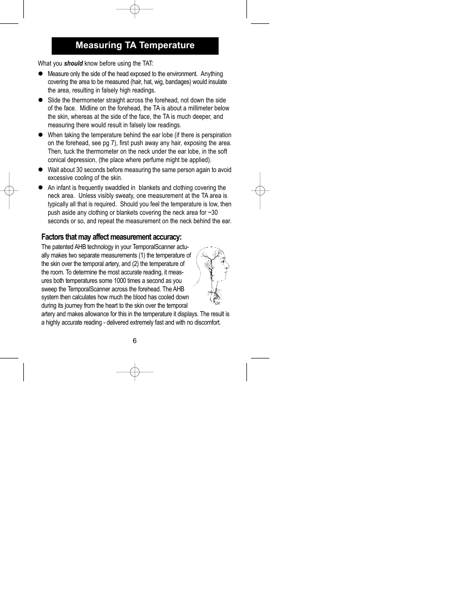 Measuring ta temperature | Exergen Temporal Scanner 2000C User Manual | Page 6 / 16