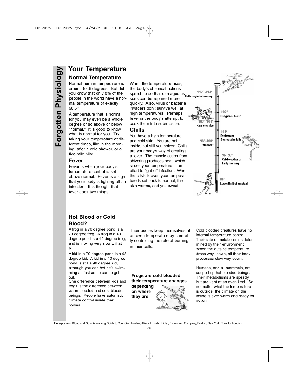 Forgotten physiology, Your temperature, Normal temperature | Fever, Chills, Hot blood or cold blood | Exergen TEMPORALSCANNER TAT-5000 User Manual | Page 22 / 32