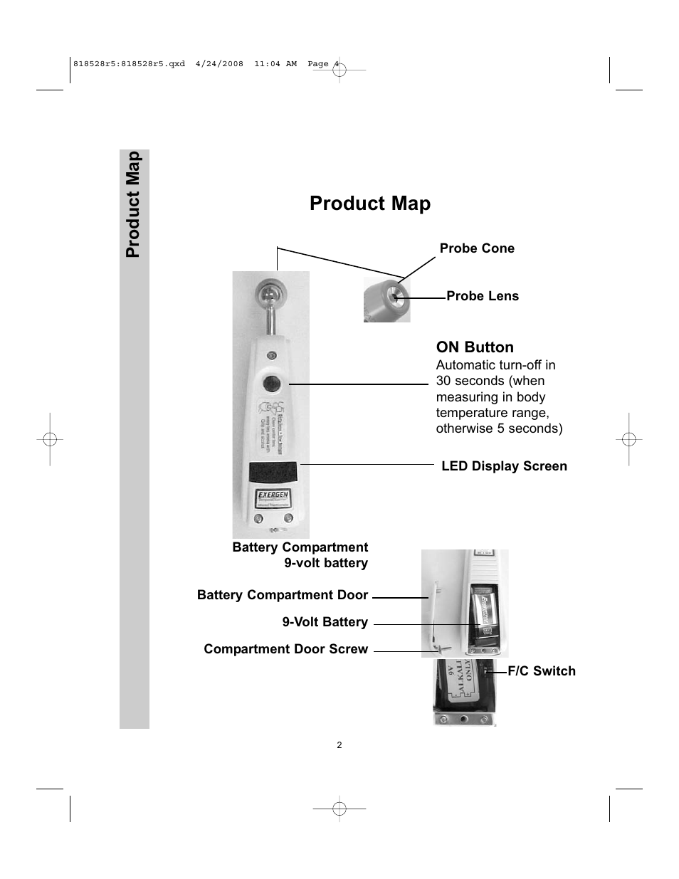 Product map | Exergen TEMPORALSCANNER TAT-5000 User Manual | Page 4 / 32