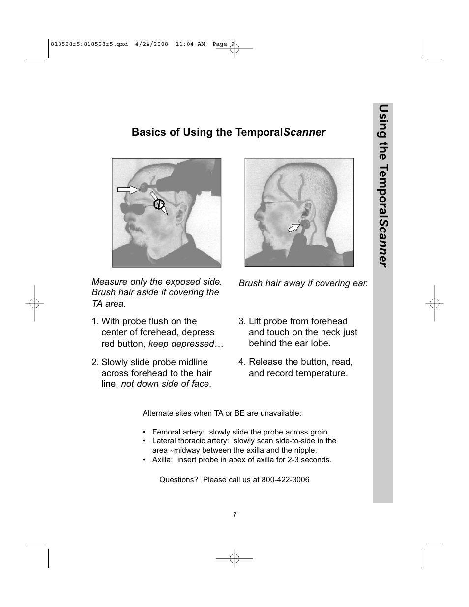 Using the t emporal scanner, Basics of using the temporal scanner | Exergen TEMPORALSCANNER TAT-5000 User Manual | Page 9 / 32