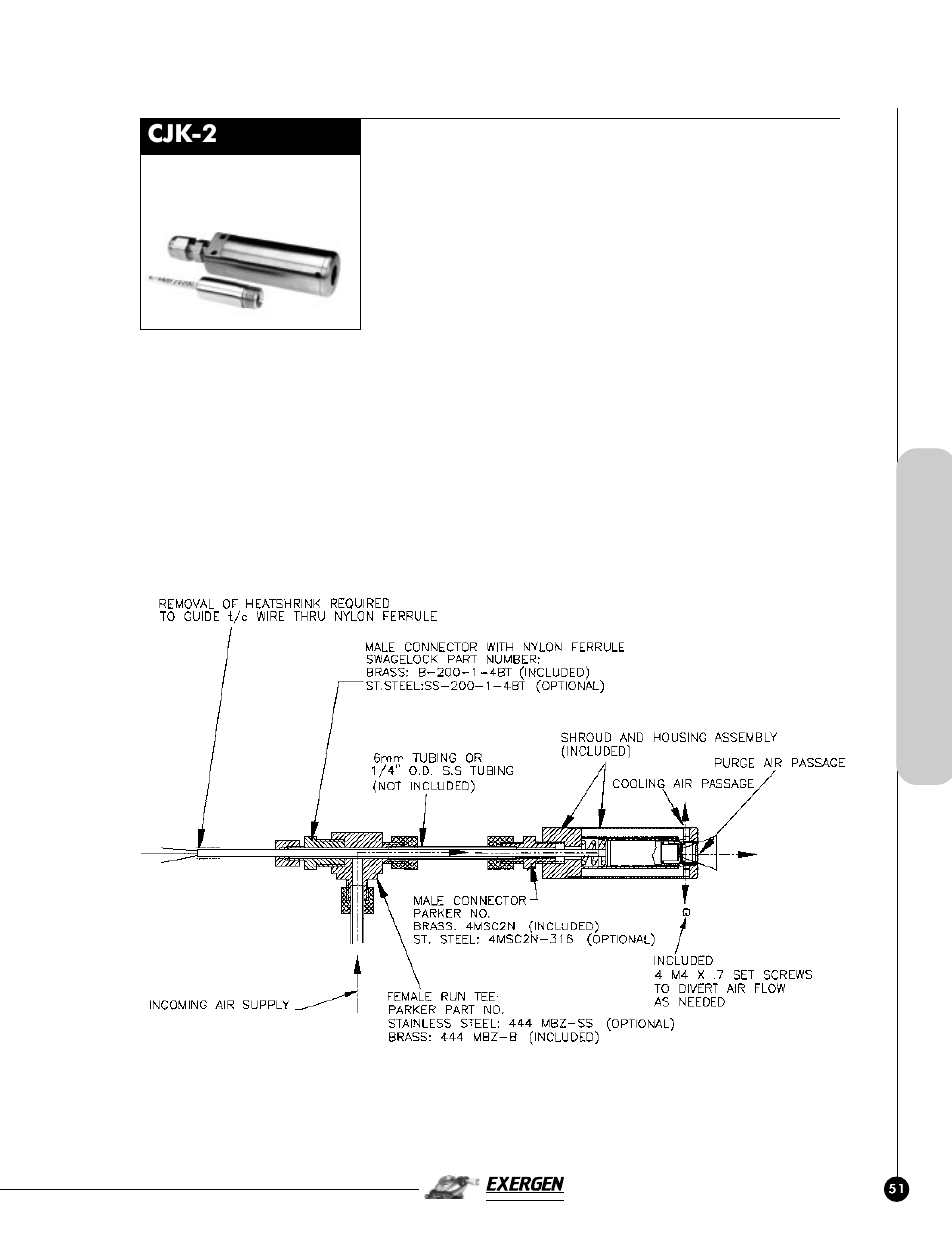 Cooling jacket kits, Cjk-2, Irt/c accessories | Features, For irt/c.3x only air only cooling | Exergen Transmitter IRt/c.XMTR User Manual | Page 4 / 7