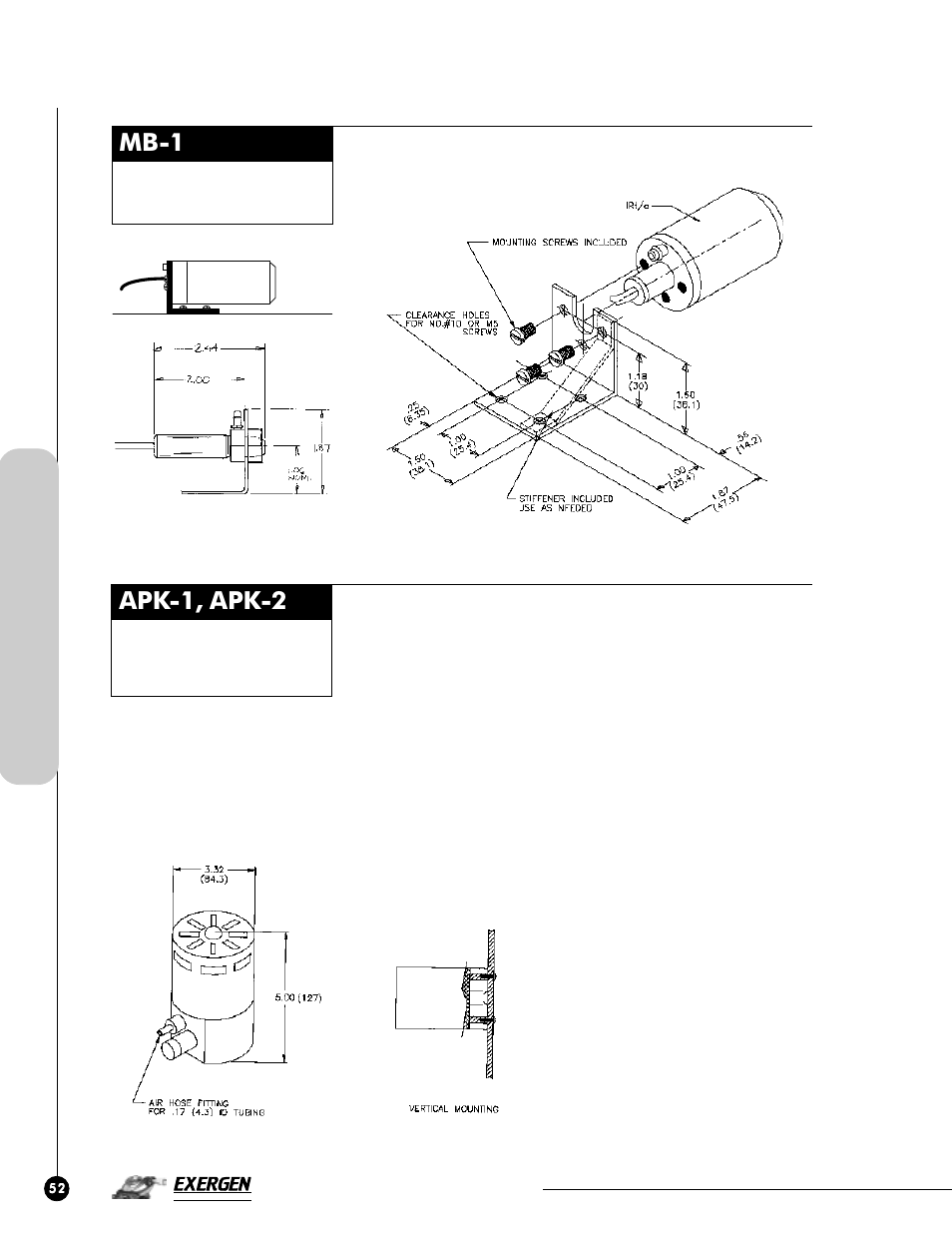 Mb-1, Apk-1, apk-2, Irt/c accessories | Multi-purpose mounting bracket | Exergen Transmitter IRt/c.XMTR User Manual | Page 5 / 7