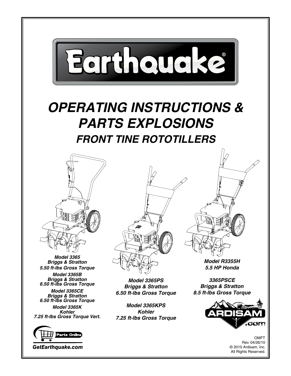 EarthQuake 3365PSCE User Manual | 28 pages