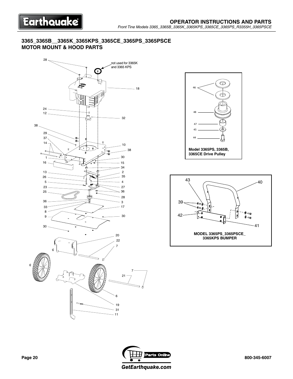 Operator instructions and parts | EarthQuake 3365PSCE User Manual | Page 20 / 28