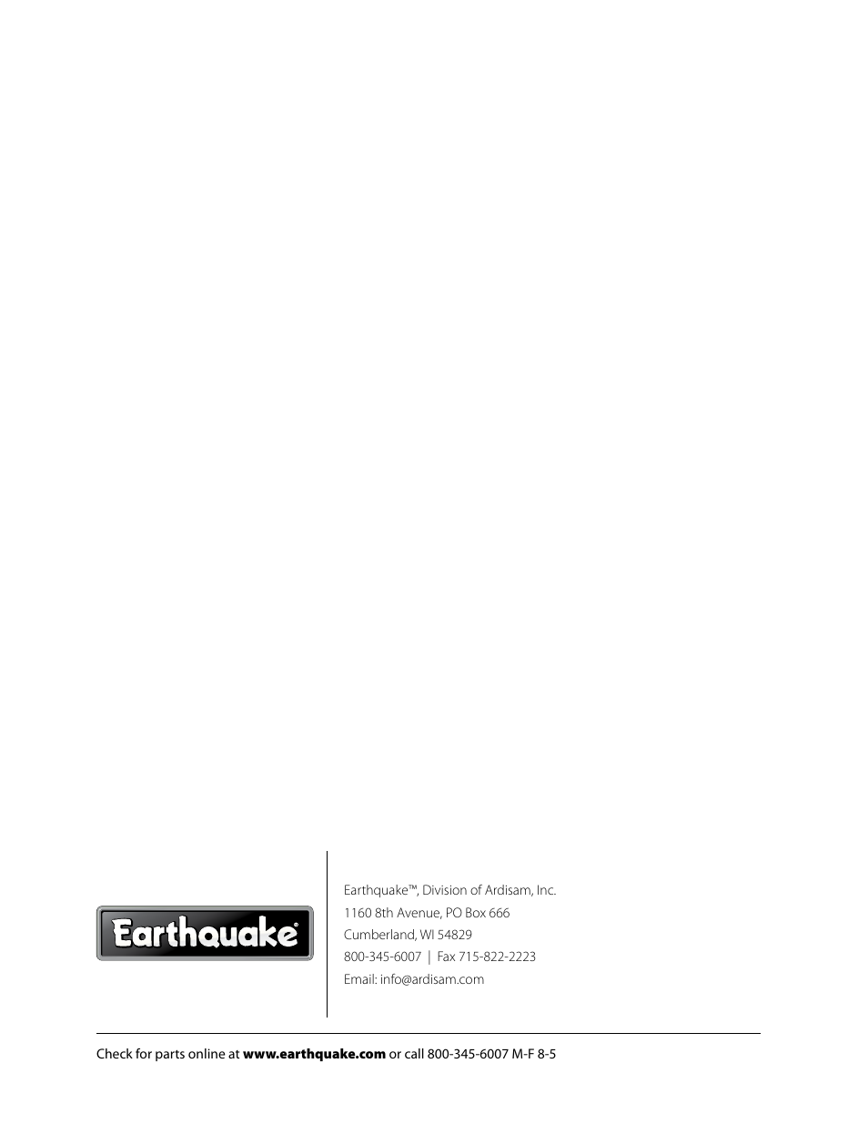 EarthQuake Earthquate 5-Ton Electric Log Splitter W1200 User Manual | Page 16 / 16