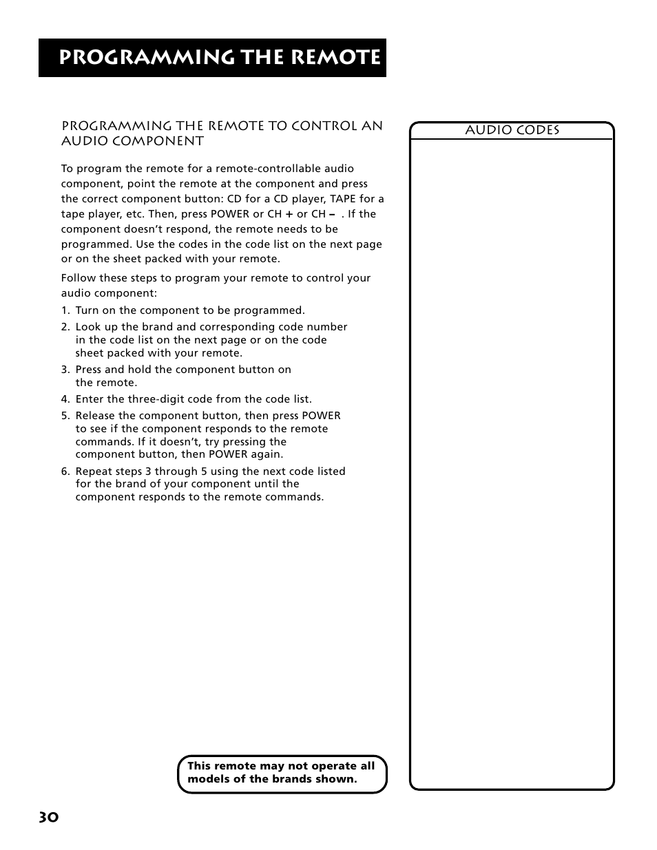 Programming the remote | Electrohome RV-3798 User Manual | Page 32 / 60