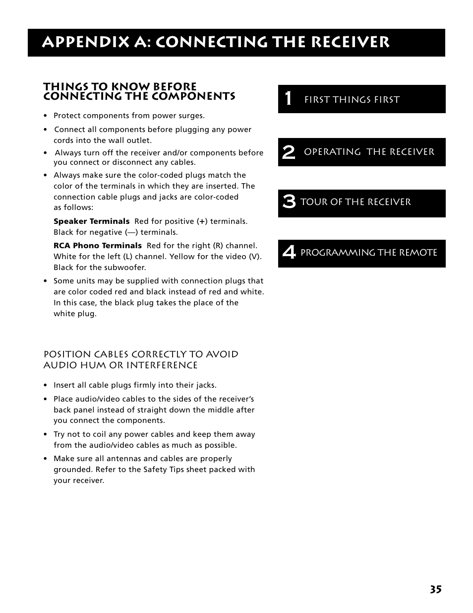 Appendix a: connecting the receiver | Electrohome RV-3798 User Manual | Page 37 / 60