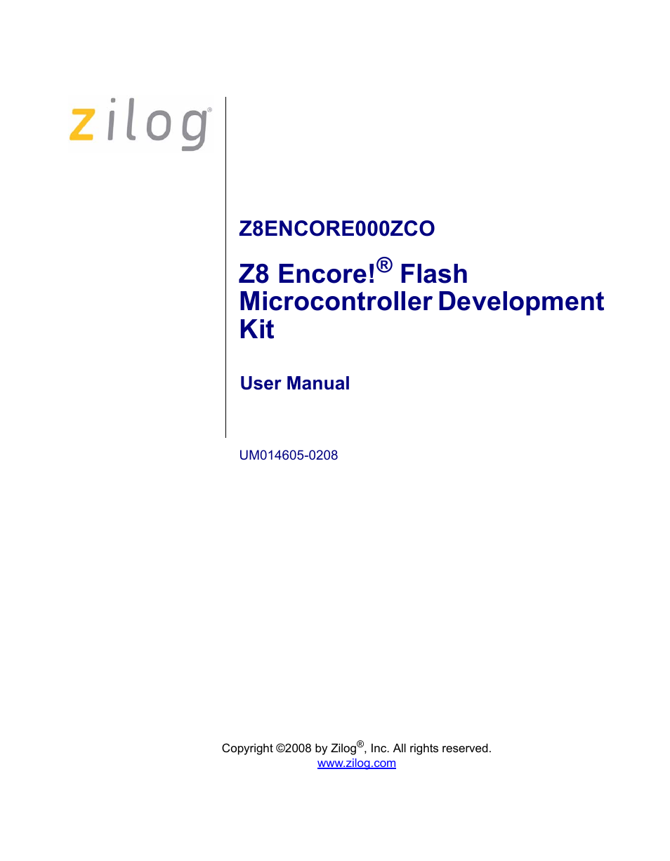 Encore electronic Zilog Z8ENCORE000ZCO User Manual | 43 pages