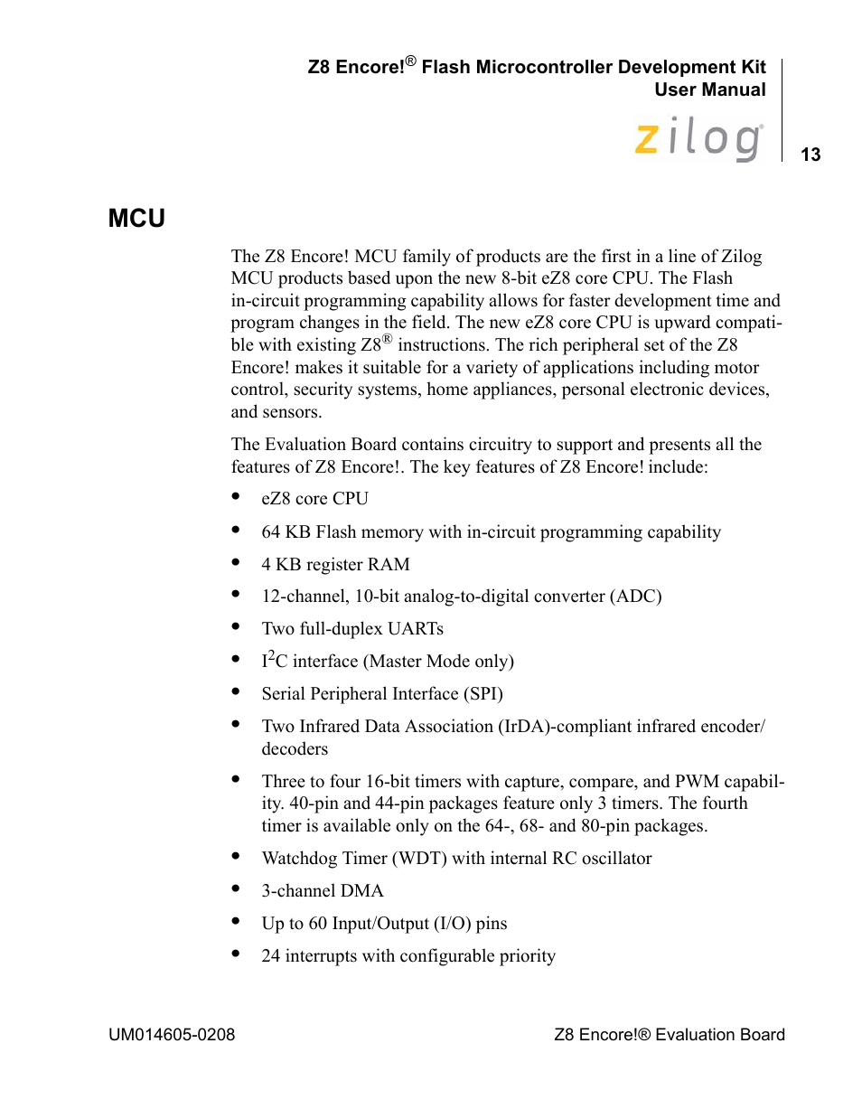 Encore electronic Zilog Z8ENCORE000ZCO User Manual | Page 17 / 43