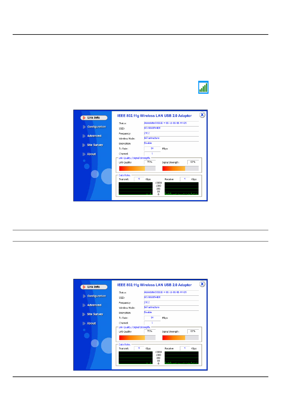 Wireless utility setting, Link info | Encore electronic ENUWI-G2 User Manual | Page 9 / 16