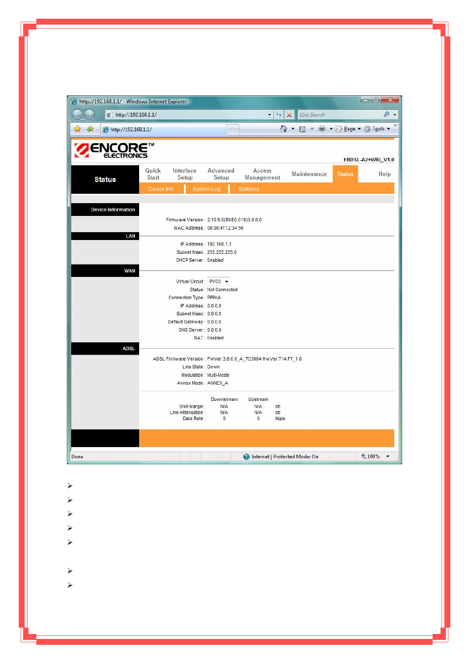 2 navigating the web configurator | Encore electronic ENDSL-A2+WIG2 User Manual | Page 28 / 84