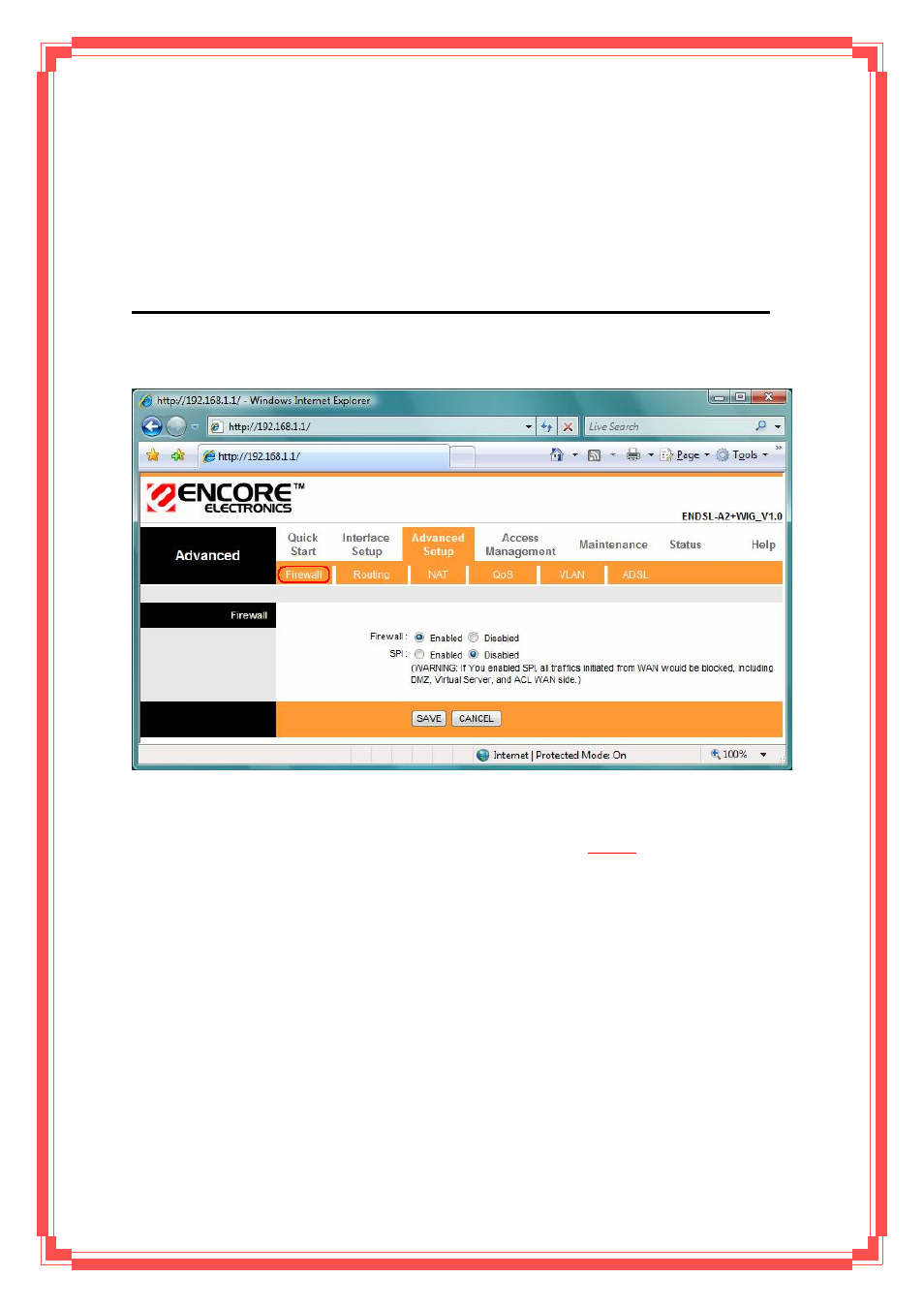 7 advanced setup, 1 firewall, 2 routing | Encore electronic ENDSL-A2+WIG2 User Manual | Page 50 / 84