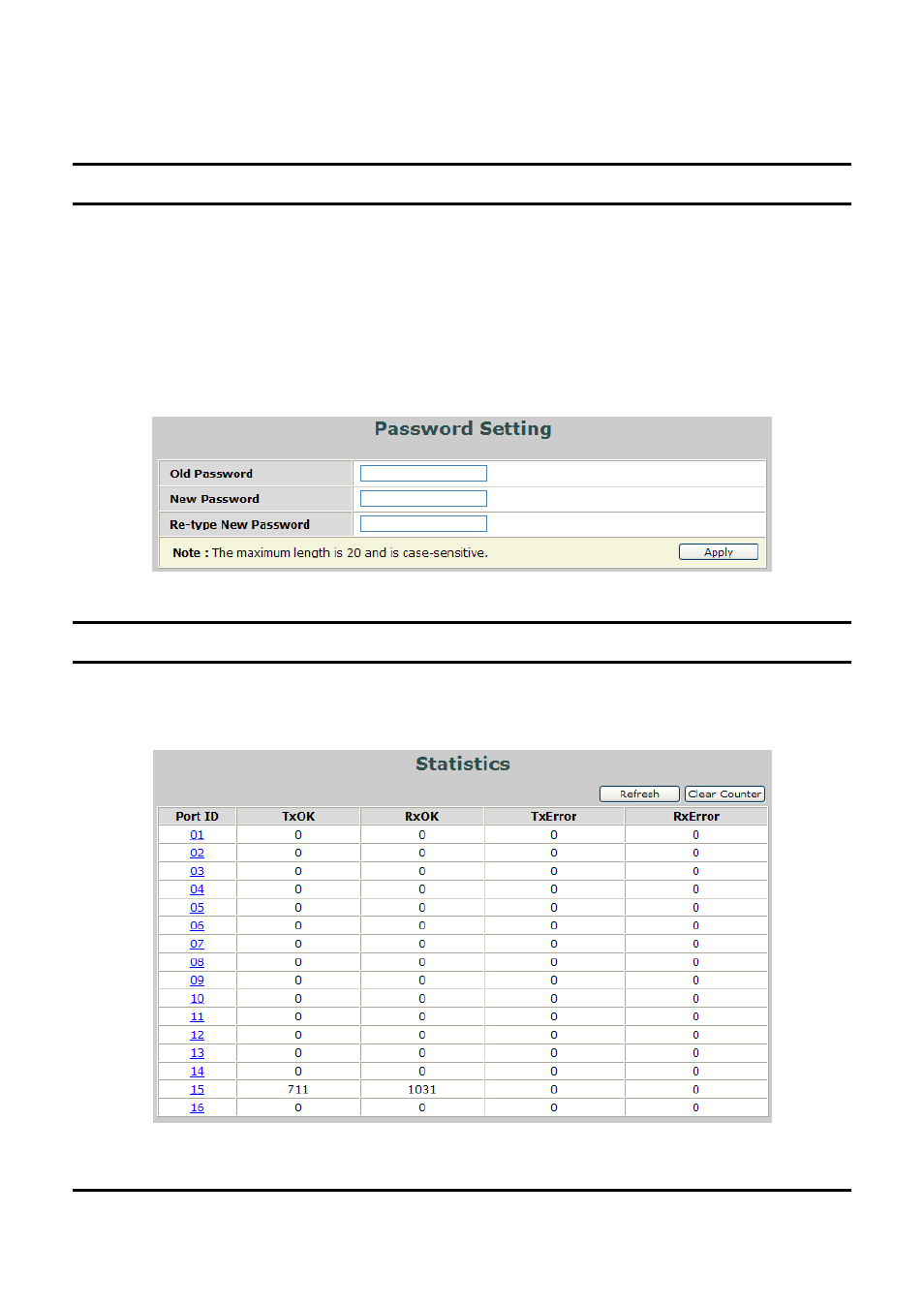 Password setting, Statistic | Encore electronic ENMGS-16+2 User Manual | Page 55 / 60