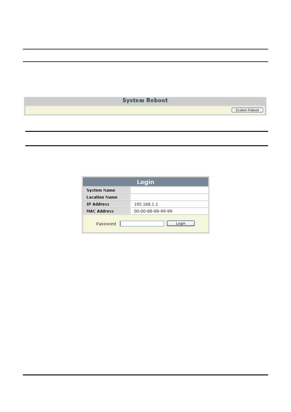 System reboot, Logout | Encore electronic ENMGS-16+2 User Manual | Page 58 / 60