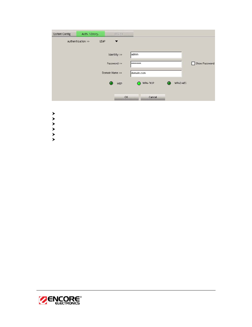 1x with peap, Peap authentication with eap/tls smartcard | Encore electronic ENUWI-N3 User Manual | Page 19 / 59
