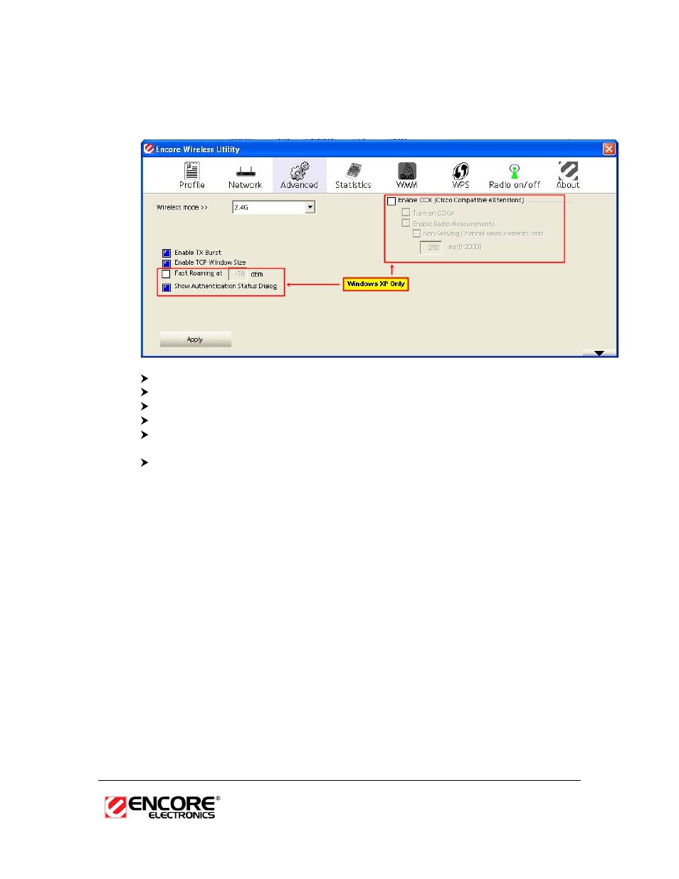 Advanced configuration, Dvanced, Onfiguration | Encore electronic ENUWI-N3 User Manual | Page 25 / 59