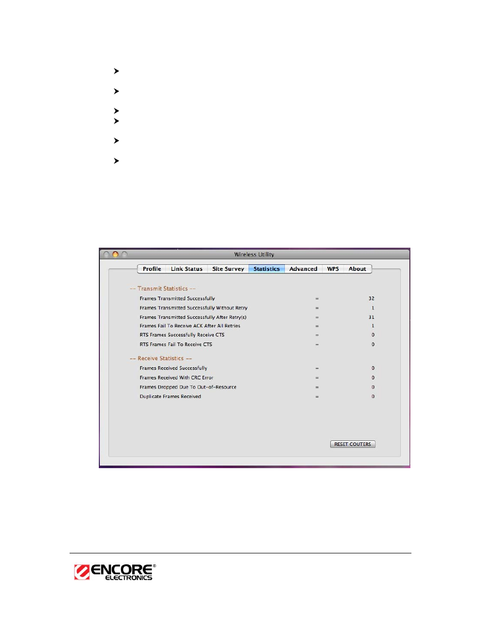 Statistics, Advanced configuration, Tatistics | Dvanced, Onfiguration | Encore electronic ENUWI-N3 User Manual | Page 42 / 59