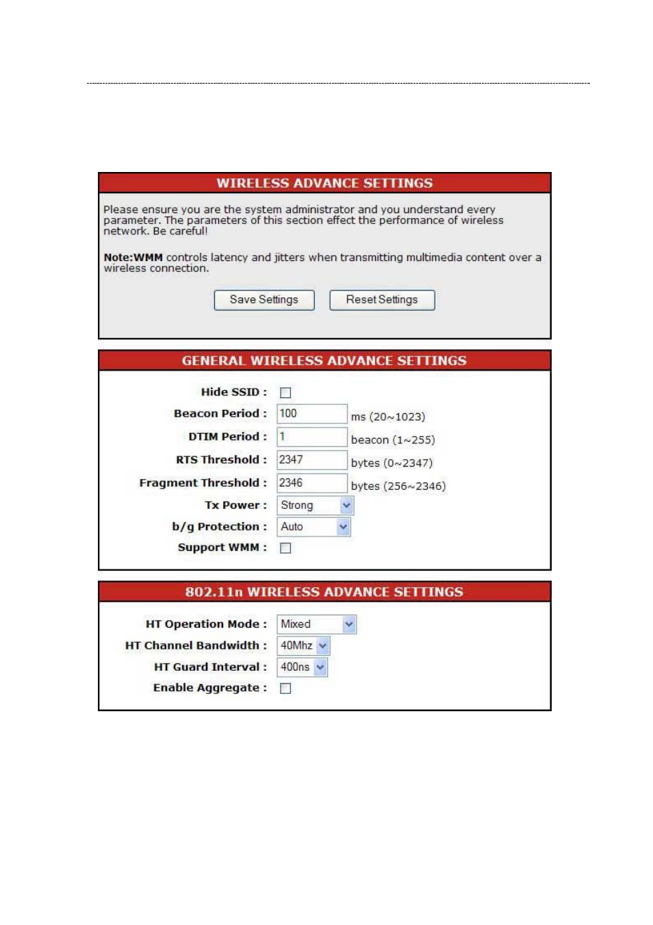 Advanced settings | Encore electronic 802.11n User Manual | Page 22 / 52