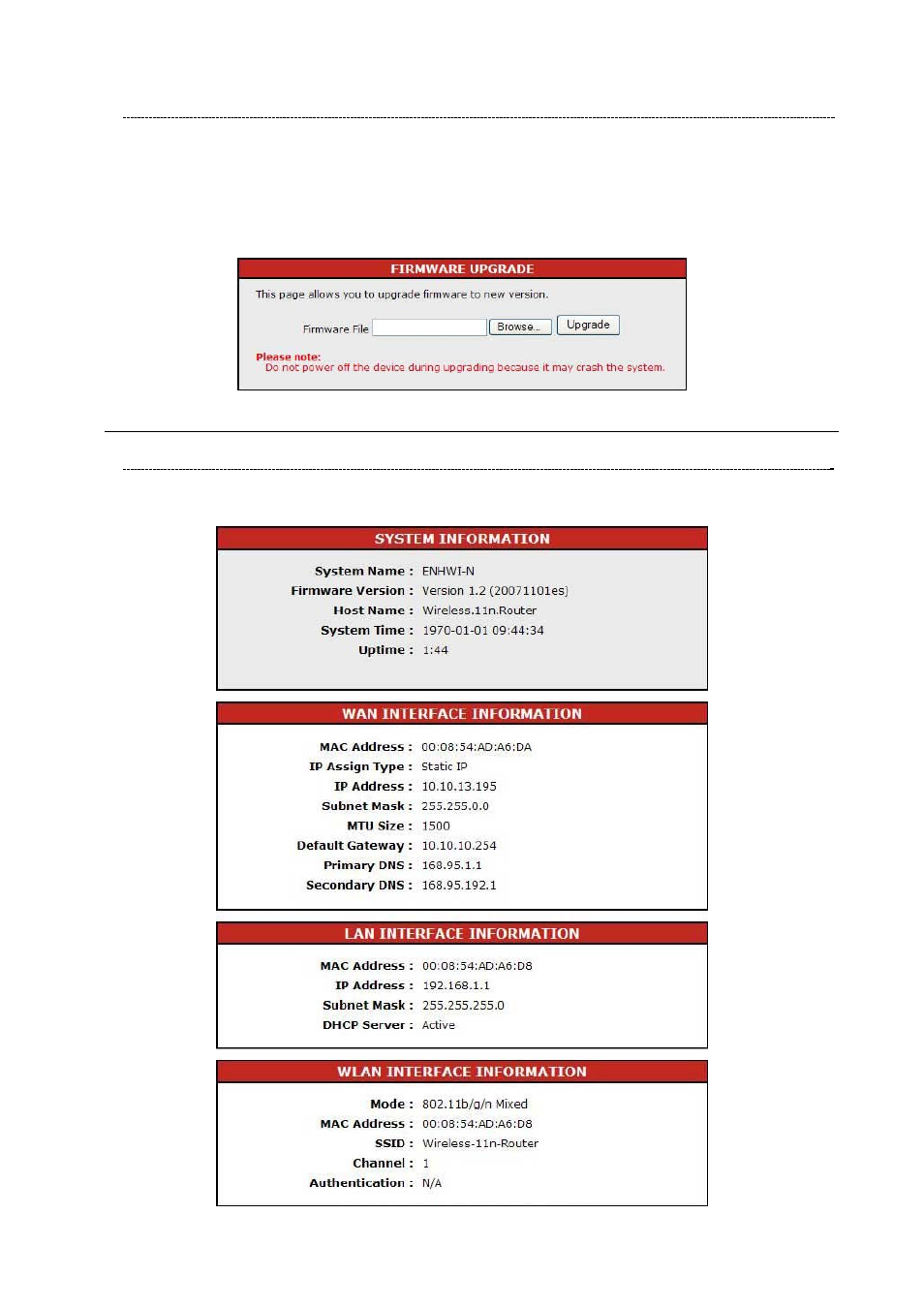 Firmware upgrade, Information, System information | Encore electronic 802.11n User Manual | Page 49 / 52