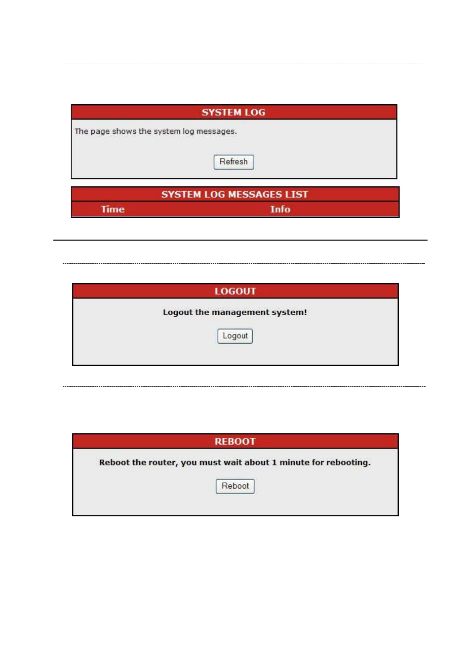 System log, Logout, Reboot | Encore electronic 802.11n User Manual | Page 51 / 52