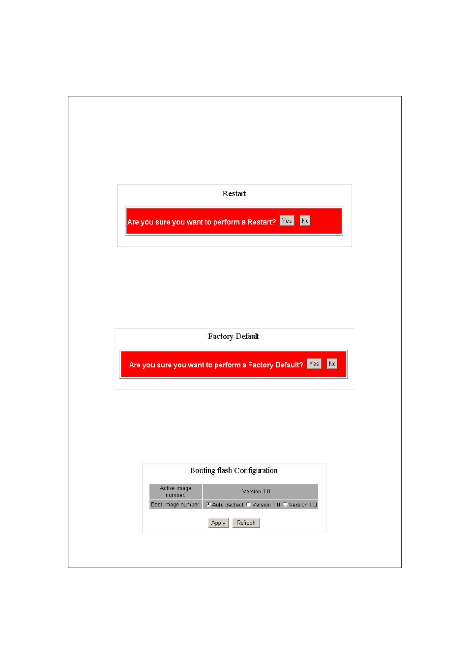 Restart, Factory default, Smart boot | Estart, Actory, Efault, Mart | Encore electronic ENMGS-24+4 User Manual | Page 30 / 46