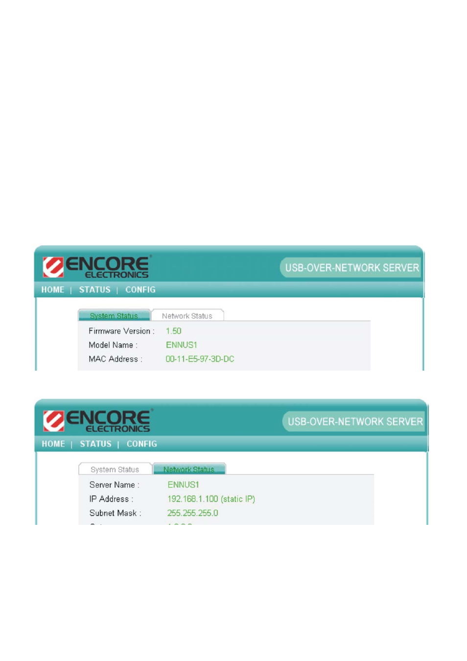 1 introduction, 1 displaying ennus1 server status, Chapter6 | Introduction, Chapter6 the ennus1 server’s web pages | Encore electronic ENNUS1 User Manual | Page 22 / 30