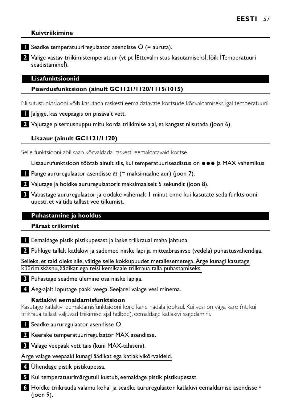 Philips GC1010 User Manual | Page 57 / 92