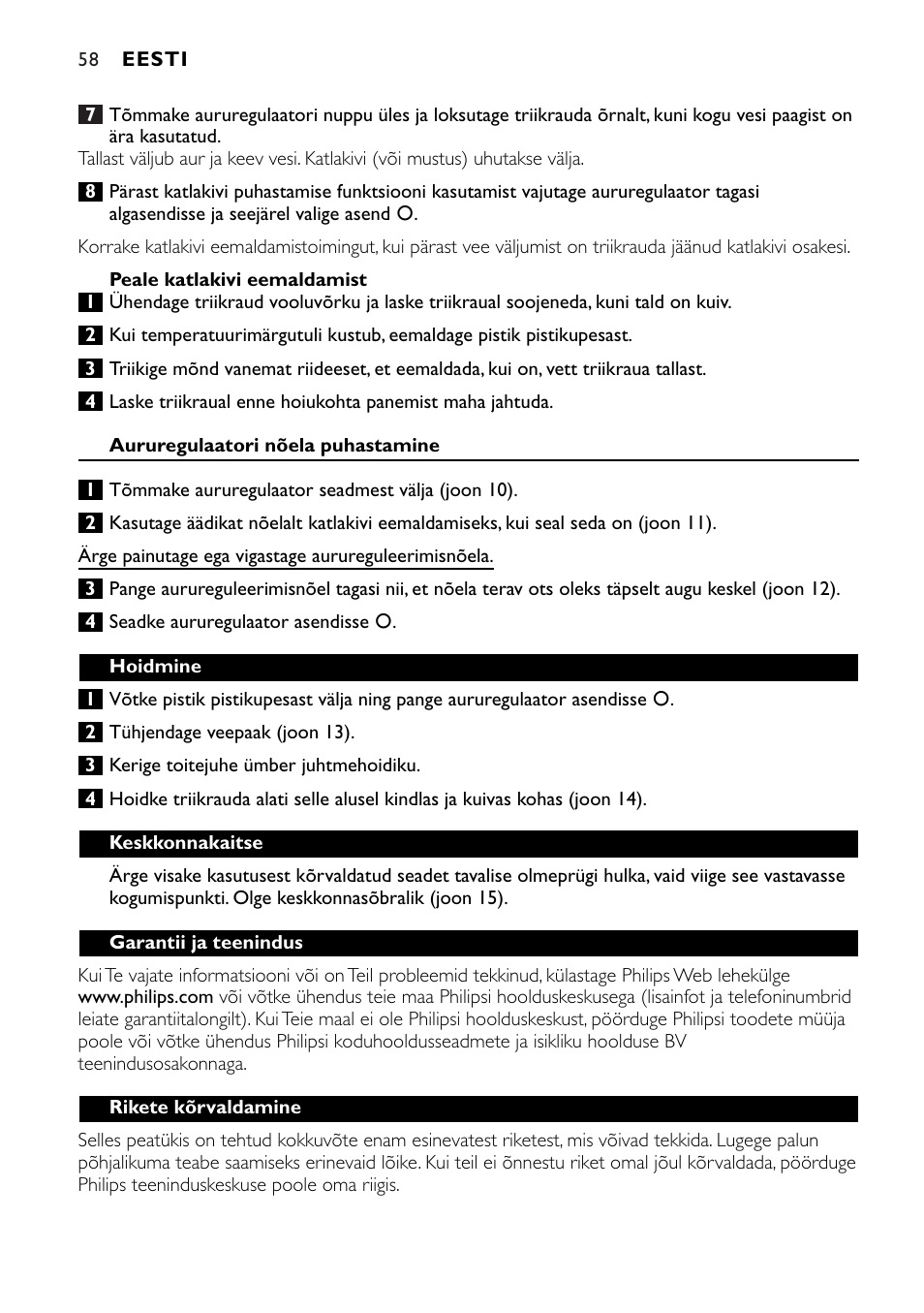Philips GC1010 User Manual | Page 58 / 92