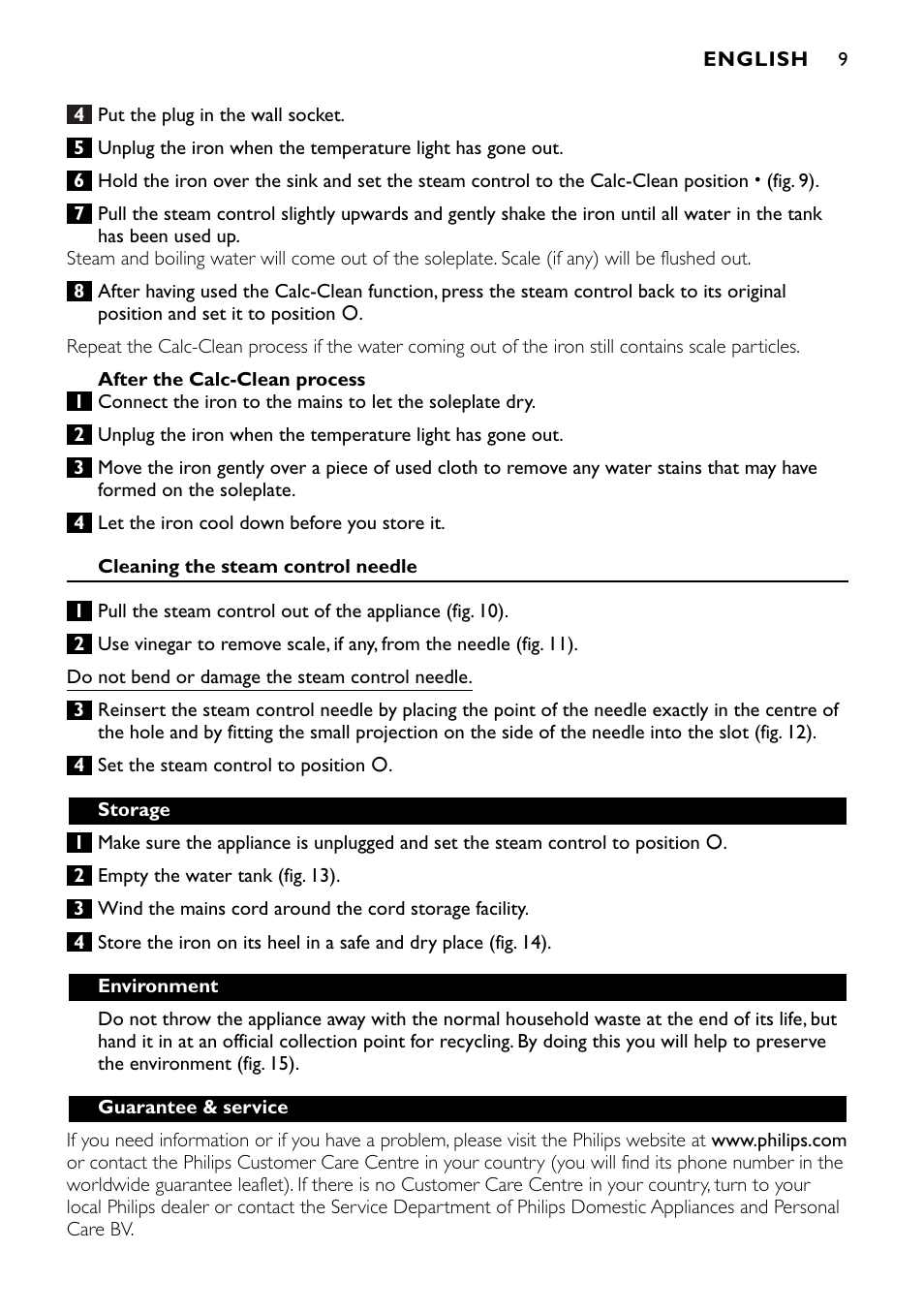 Philips GC1010 User Manual | Page 9 / 92