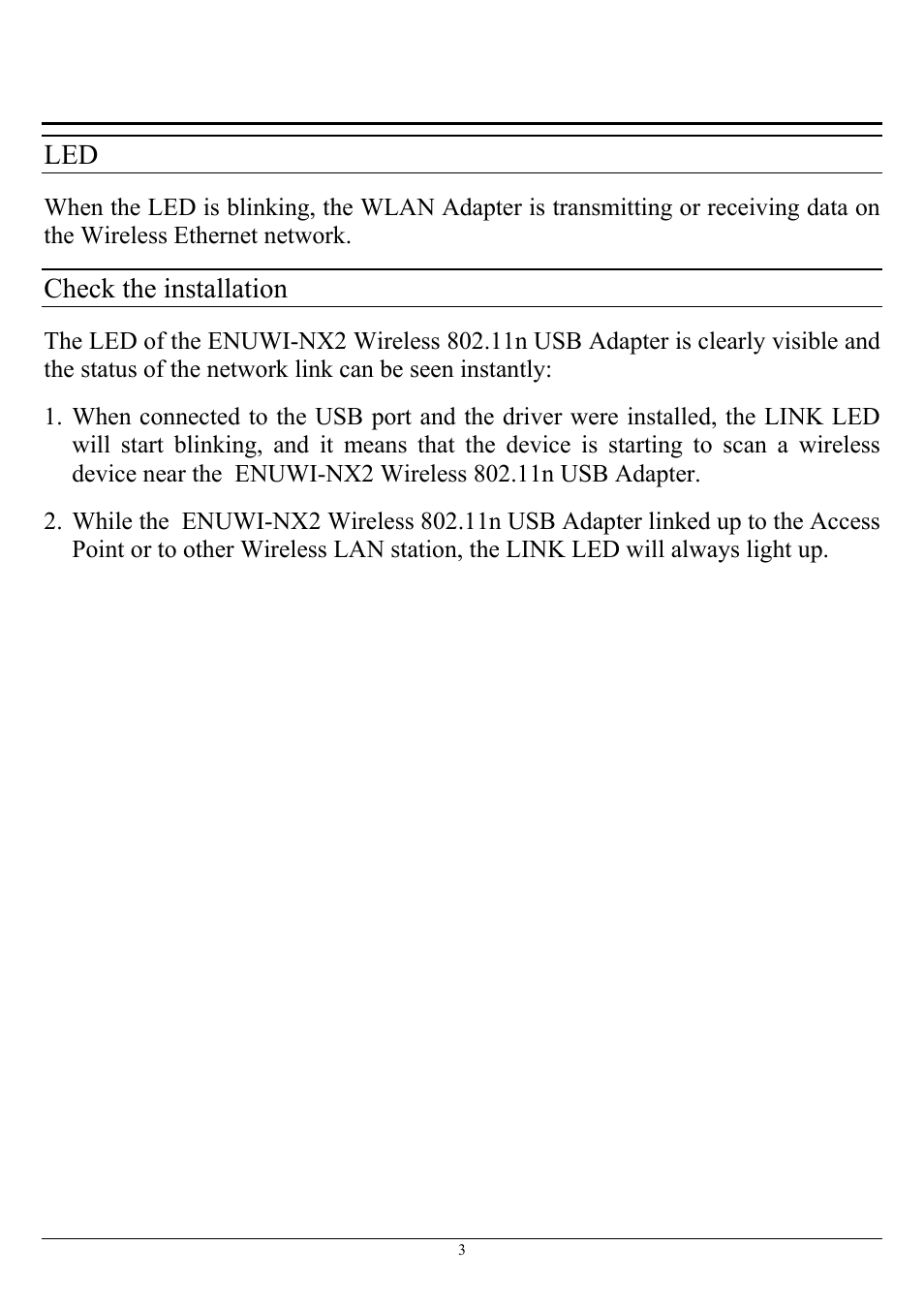 Identifying external components, Check the installation, Identifying external components led | Encore electronic ENUWI-NX2 User Manual | Page 9 / 24