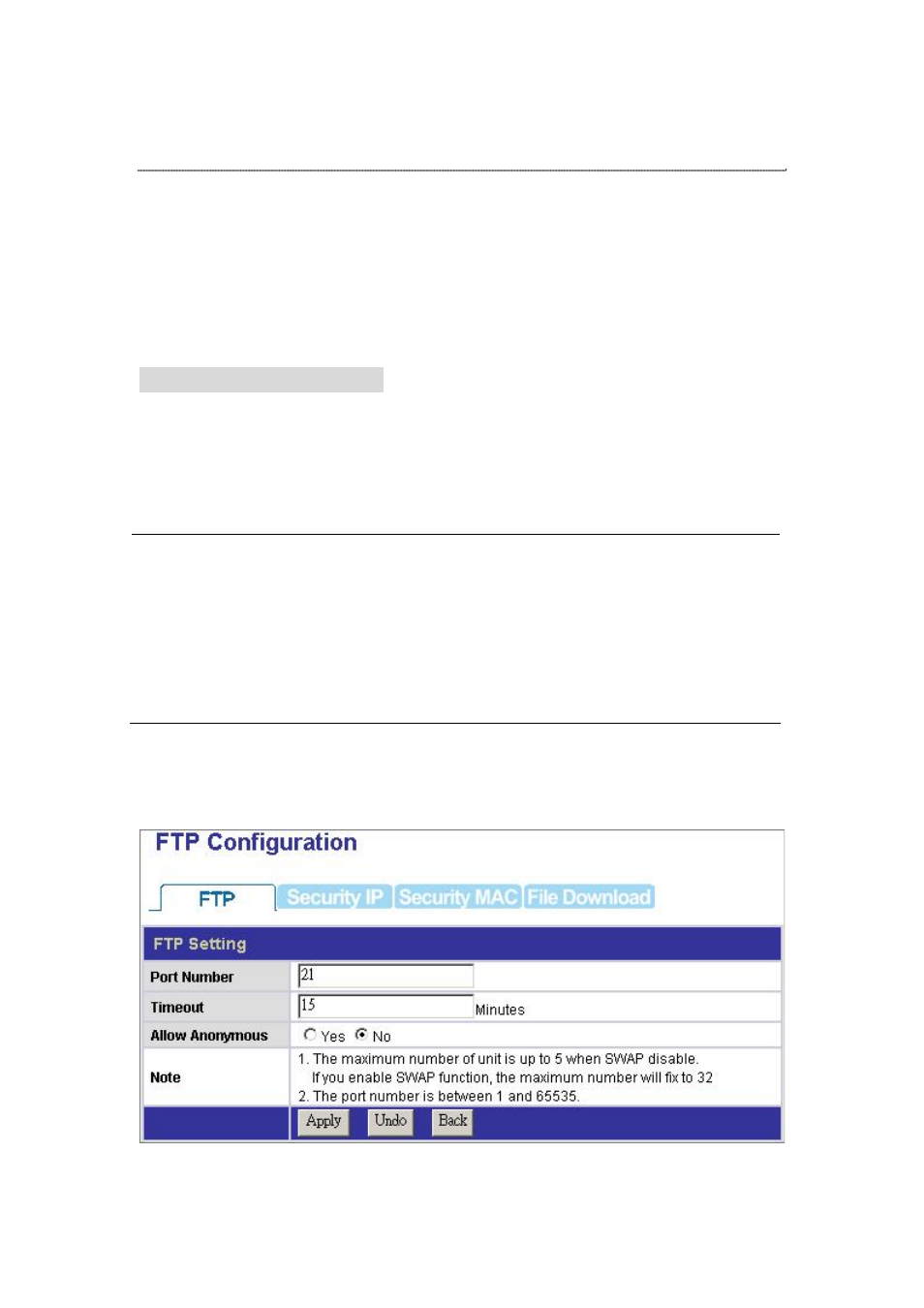 Option, Ftp- ftp configuration, Ption | Encore electronic ENNHD-1GS User Manual | Page 44 / 64